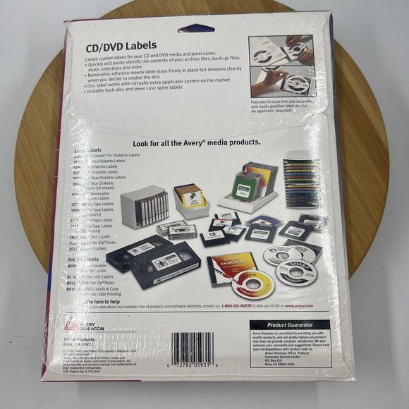 Avery 5931 Removable White CD DVD Labels 25 Sheets 50 Disc Labels 100 Spine - Picture 5 of 6